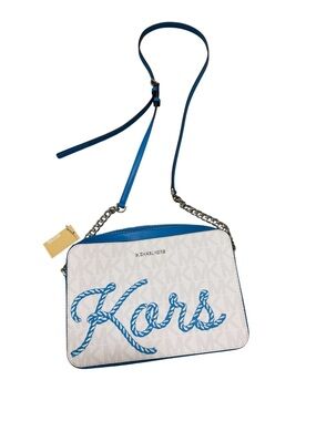 MICHAEL KORS JET SET LARGE EW CROSSBODY WOMENS COLOR WHITE/BLUE NWT MSRP 198$
